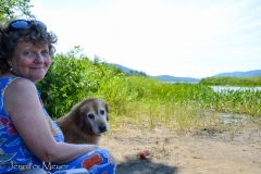 Kate with a wet dog.