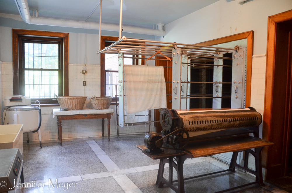 Kate was most impressed with the laundry room, which not only had a large sheet press...