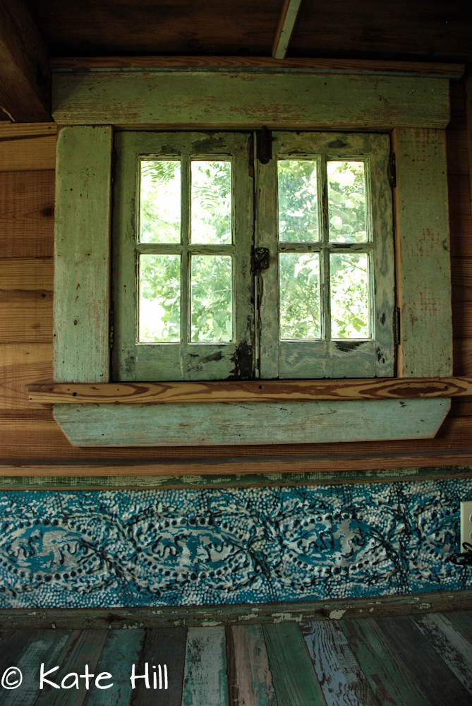 blue washed tin kitchen backsplash