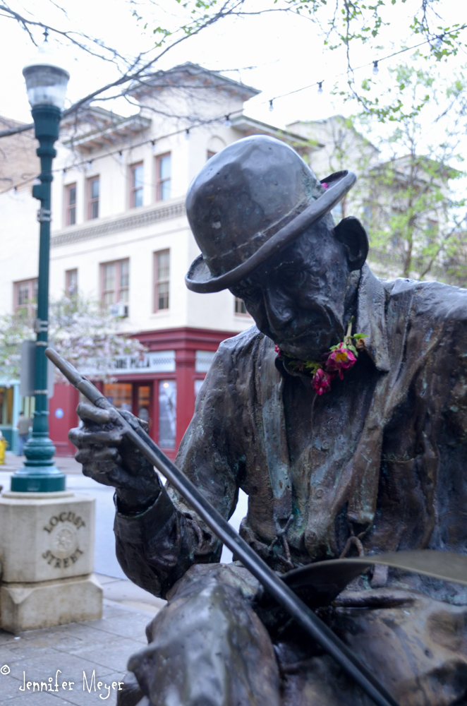 Tom Scribner statue. He played the saw on the mall during my early Santa Cruz years.