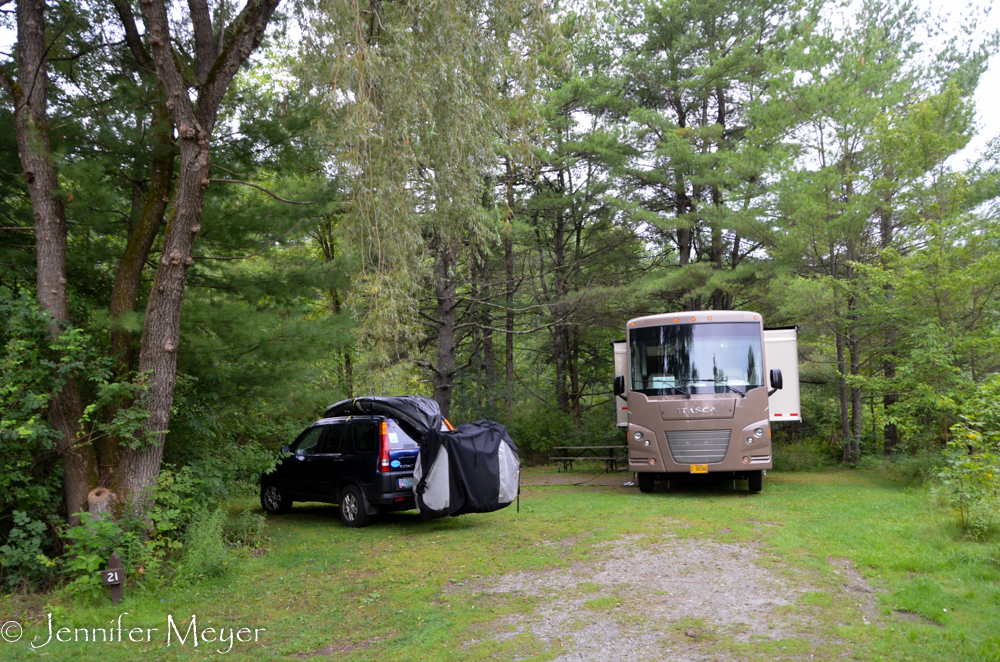 We stayed in this lush Vermont campsite overnight.
