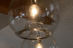 Lights made from wasp traps.