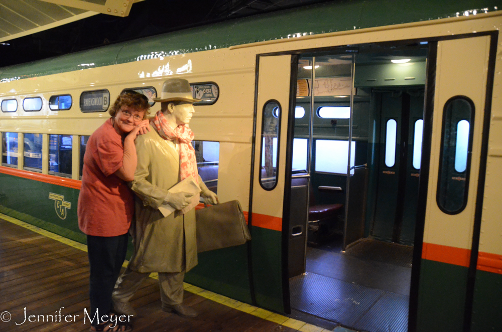 Kate loaned her scarf to this subway rider.