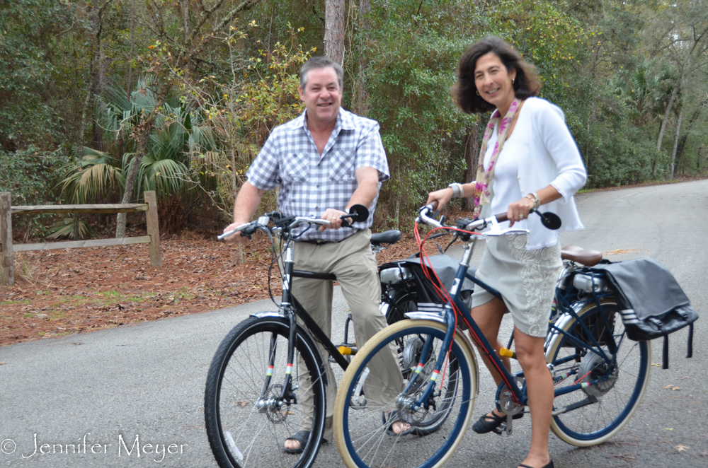 Barbara Ann and William riding bikes to church the next day.