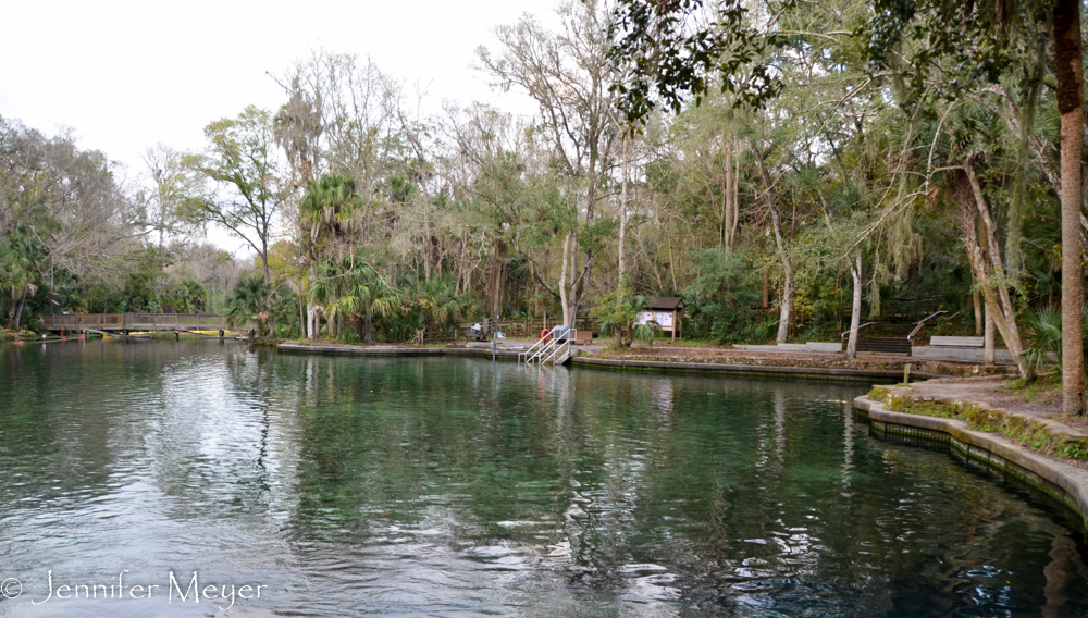 During warm days, the spring pool is packed.