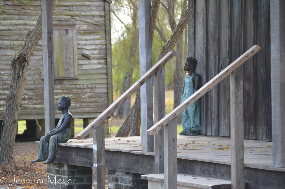 Ghost children on the porch.