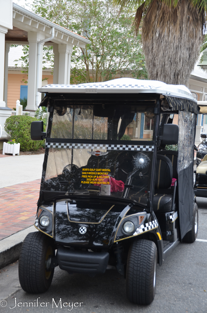 This is an actual golf cart taxi.