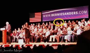 On stage with Bernie.