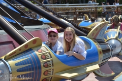 The girls on the rocket ride.