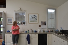 Kate appreciates some of Ray's artwork.