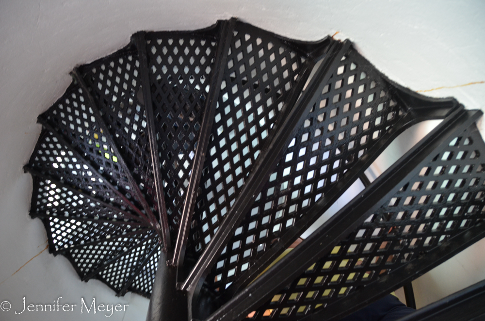 Spiral stairs up.