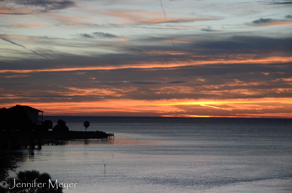 Sunrise from the top deck.