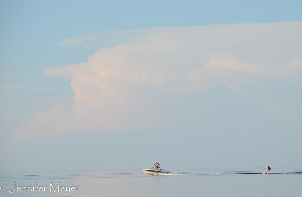 The only waves from from these water skiers.