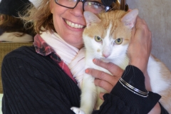Andrea and her cat, Barney.