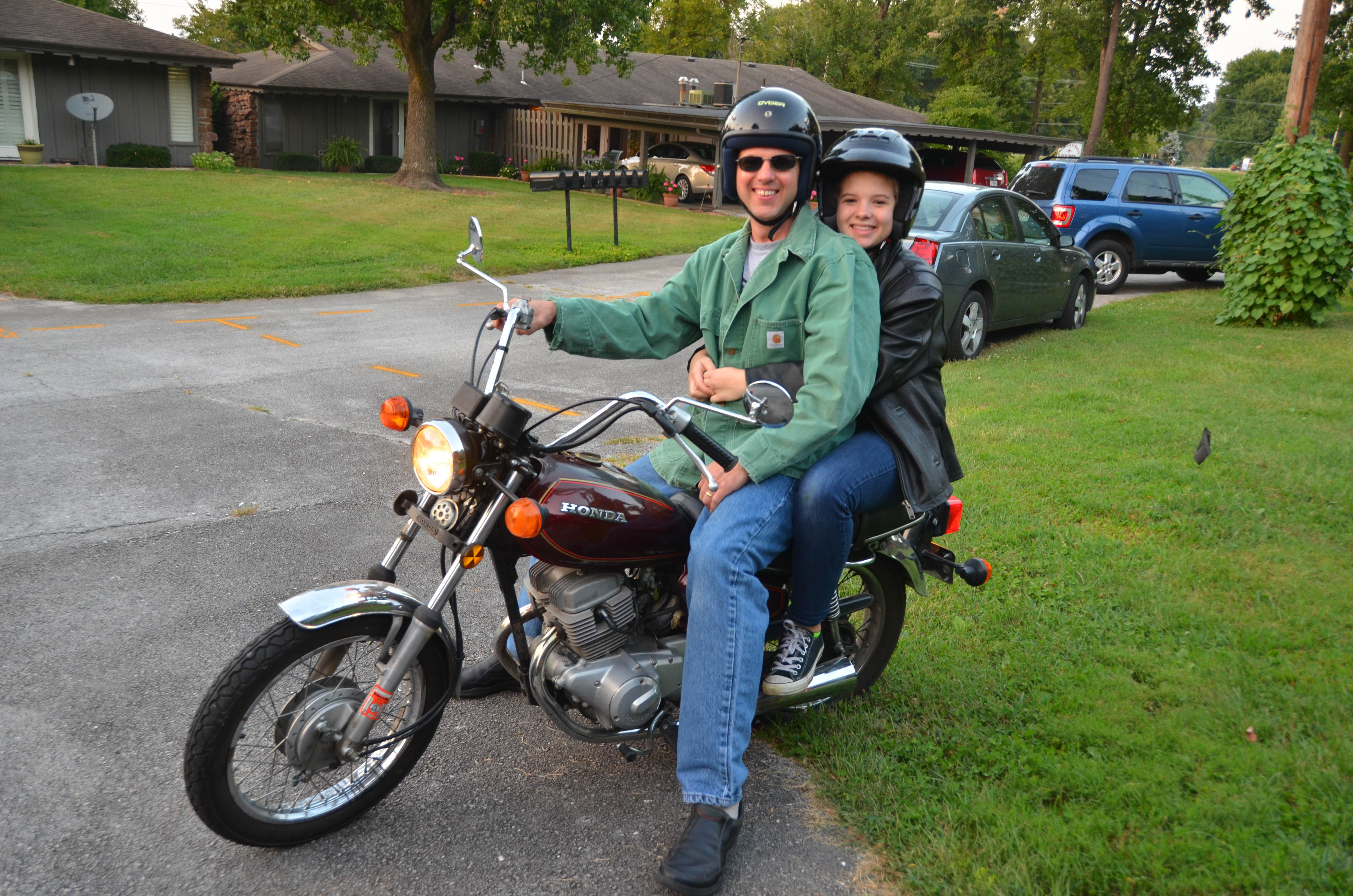 Sharon's son-in-law and granddaughter arrived in style.